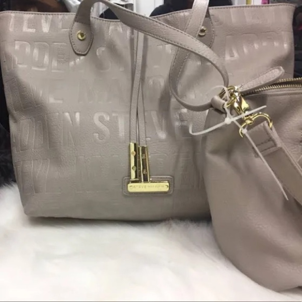 Steve Madden Bags | Two Piece Tote & Shoulder Bag | Color: Gold/Gray